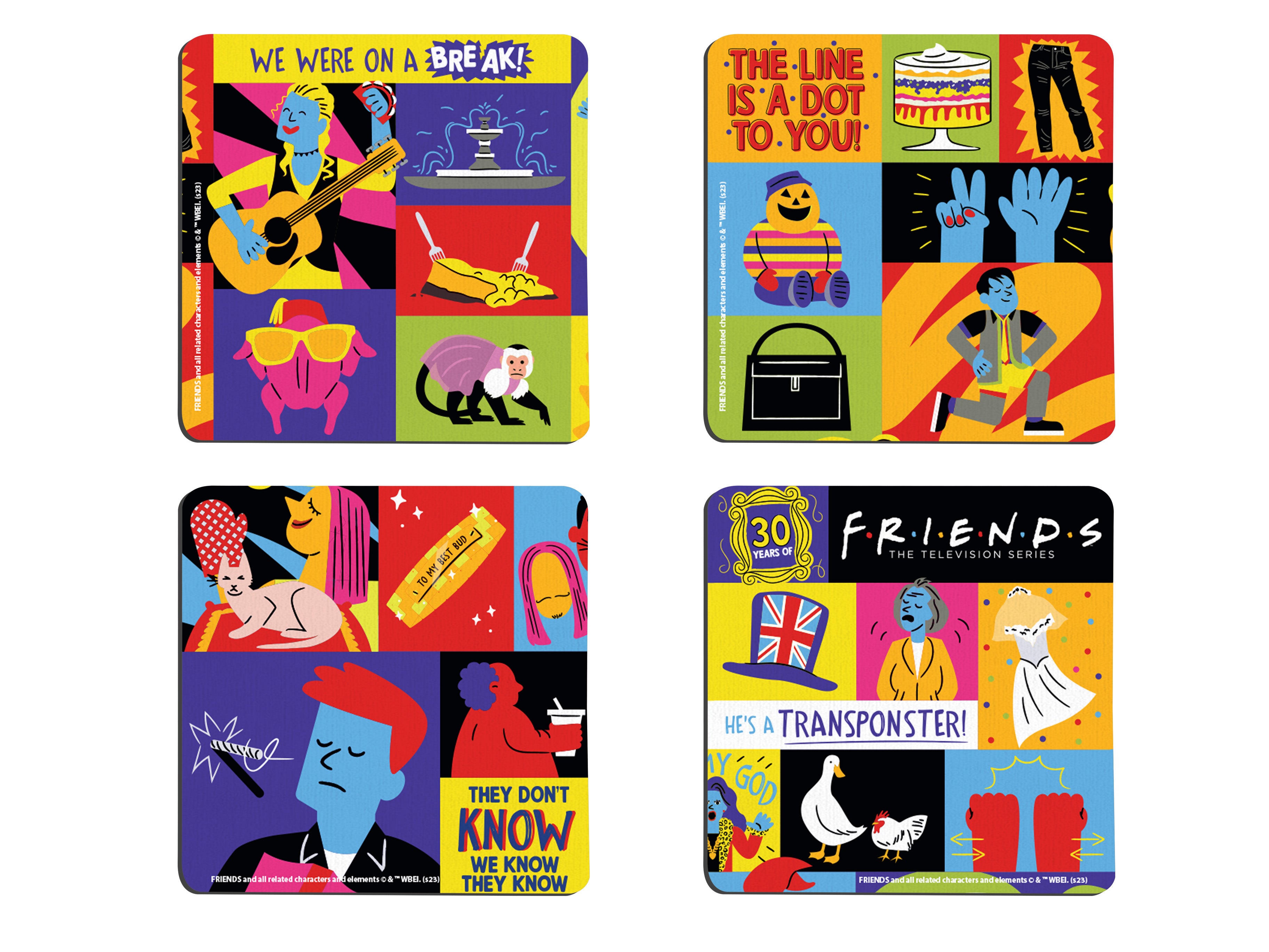Friends: The Television Show 30th Anniversary (30 Years of Friends) Hardboard Coaster Set of Four CSTRHRD065