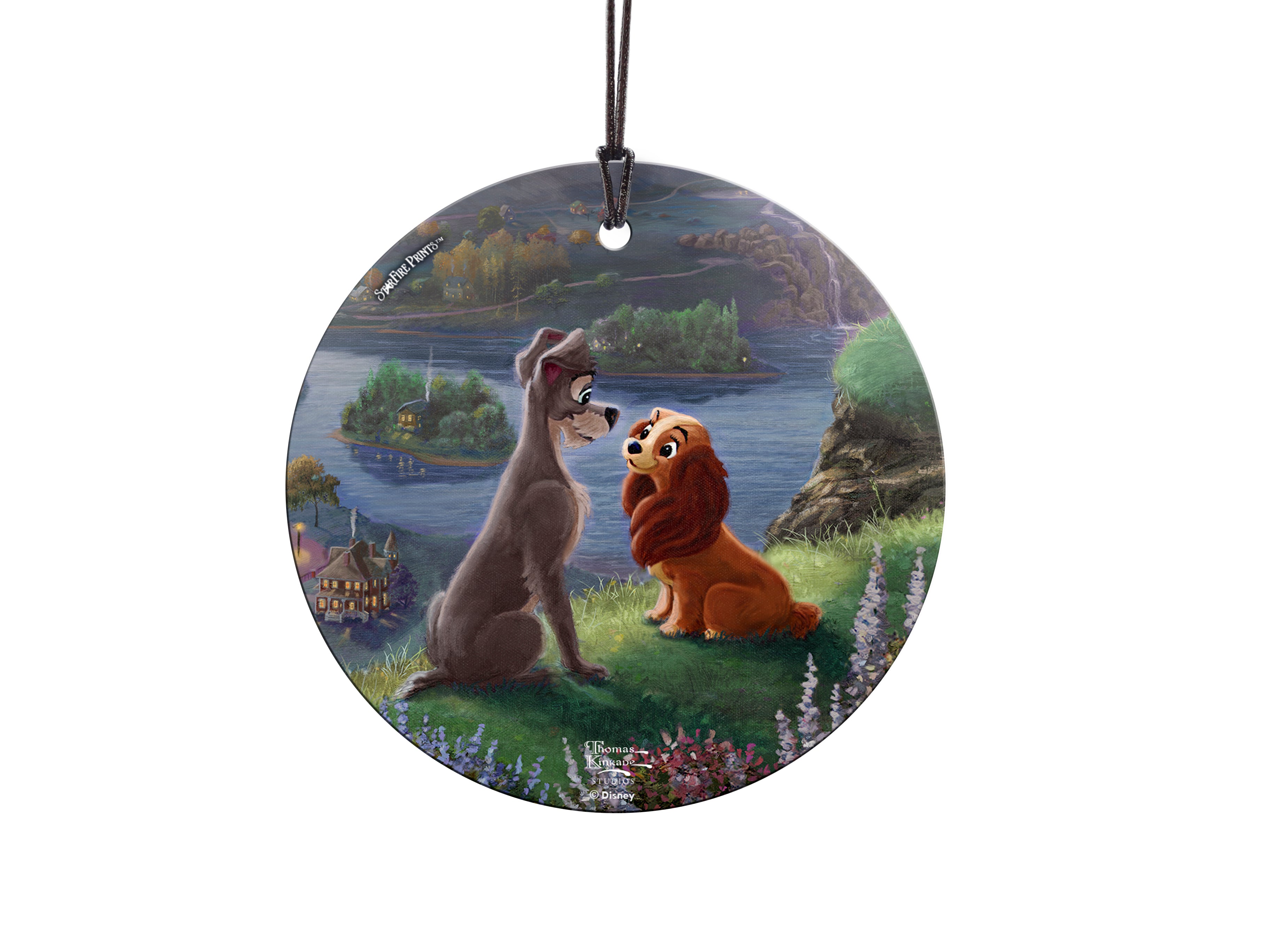 Disney (Lady and the Tramp Falling in Love - Lady and the Tramp) StarFire Prints™ Hanging Glass Print SPCIR1091