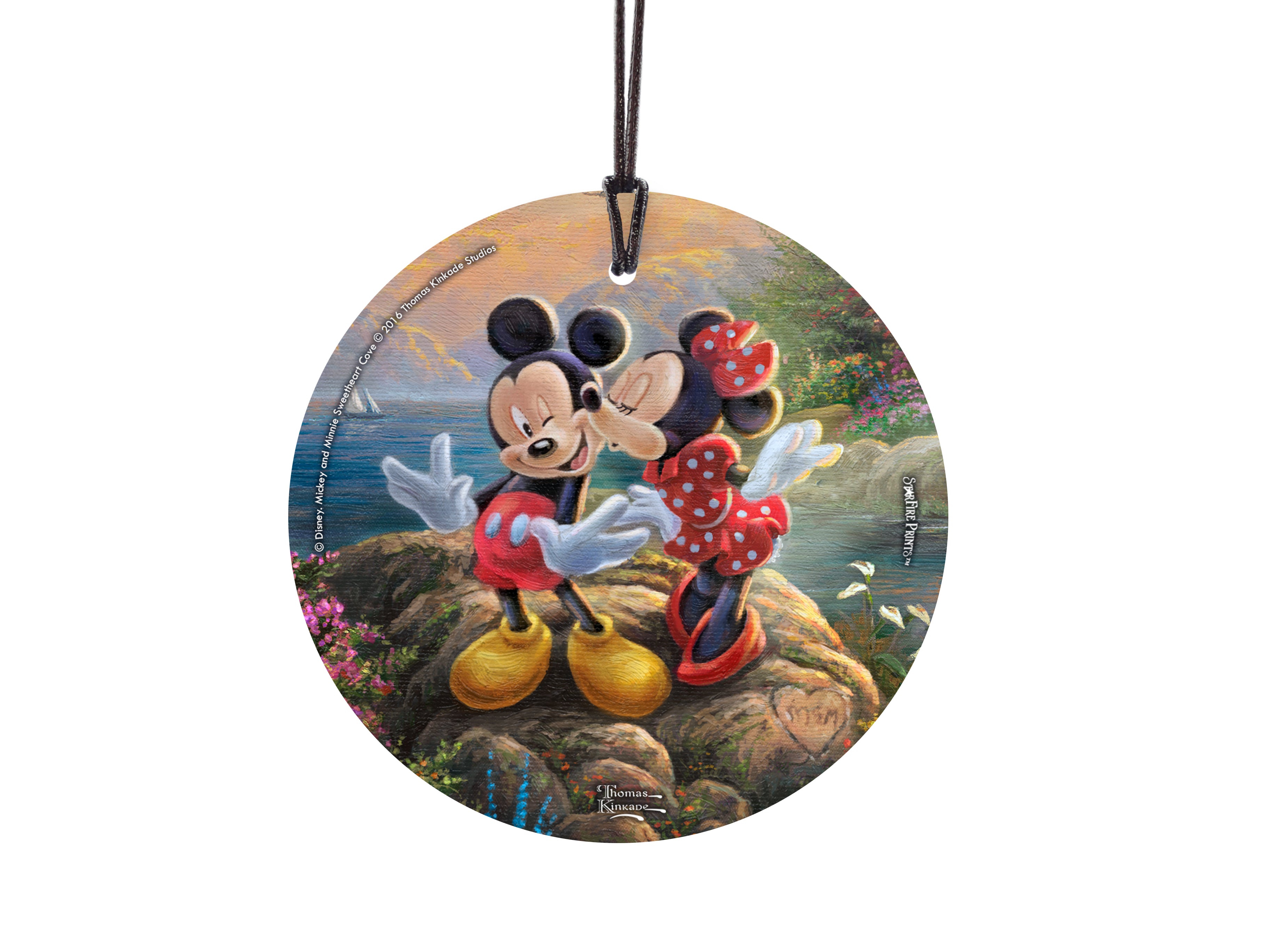 Disney (Mickey and Minnie Sweetheart Cove Kiss) StarFire Prints™ Hanging Glass Print SPCIR656
