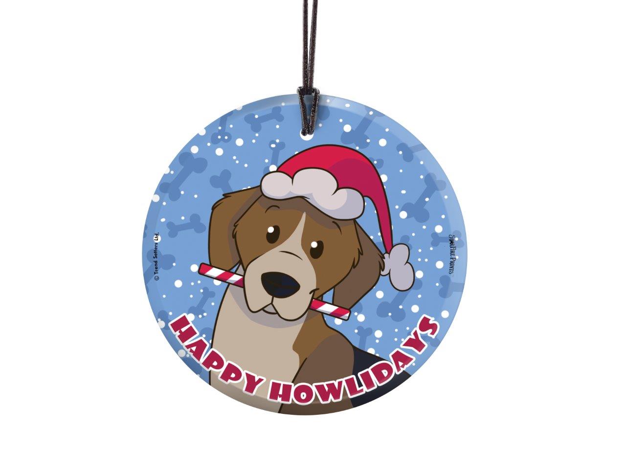 Christmas Collection (Happy Howlidays - Beagle) StarFire Prints™ Hanging Glass Print SPCIR787