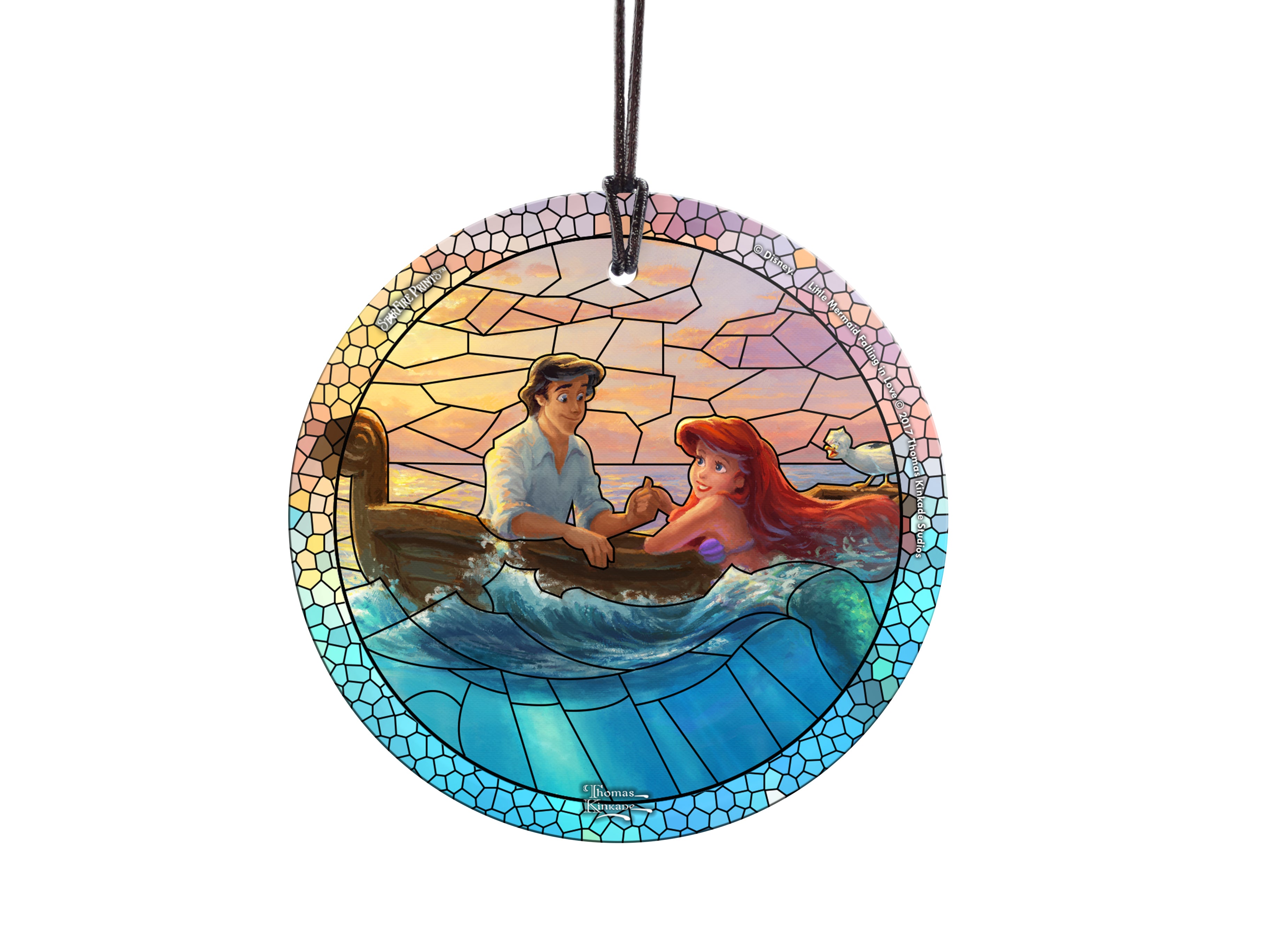 Disney (Little Mermaid Falling in Love - Stained Glass) StarFire Prints™ Hanging Glass Print SPCIR843