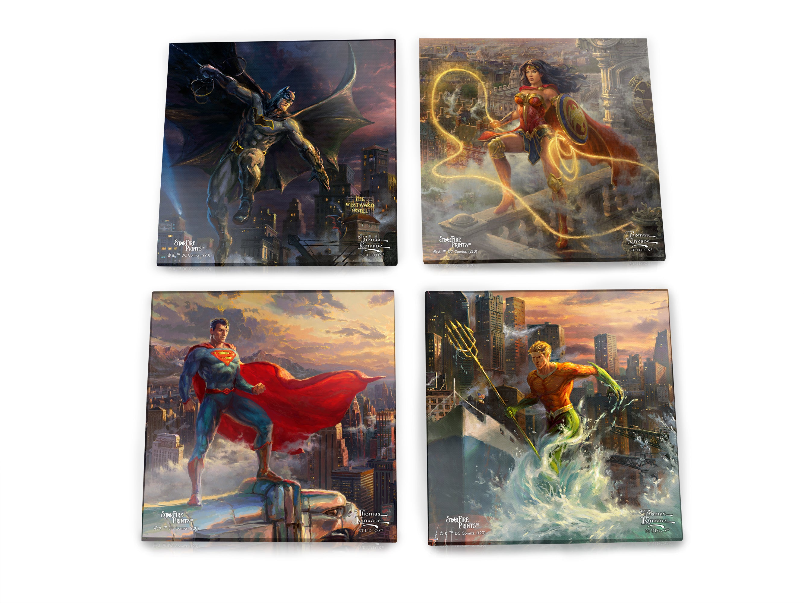 DC Comics (Justice League - Thomas Kinkade) StarFire Prints™ Glass Coaster Set of Four SPCSTR1071