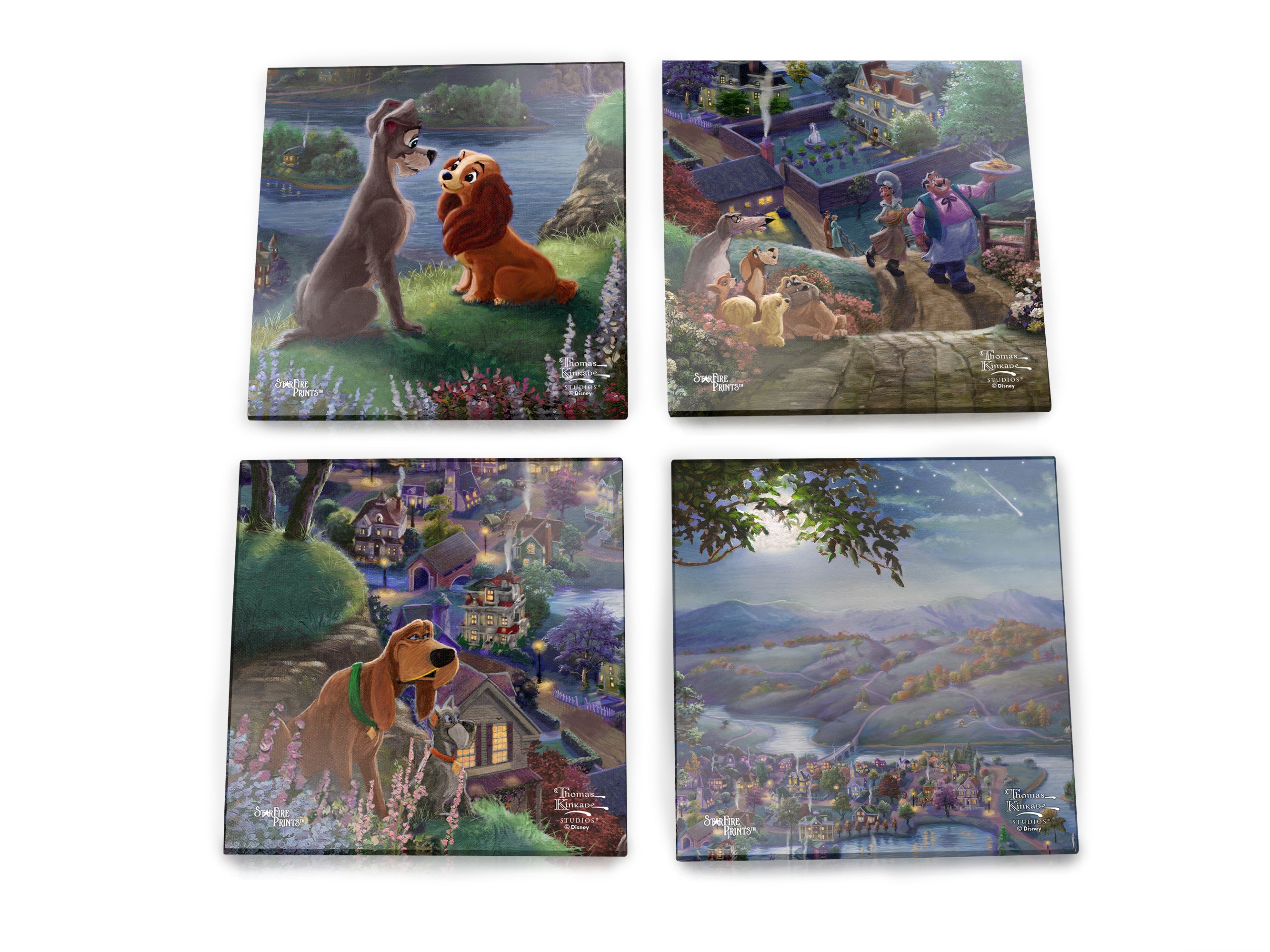 Disney (Lady and the Tramp Falling in Love) StarFire Prints™ Glass Coaster Set of Four SPCSTR1088