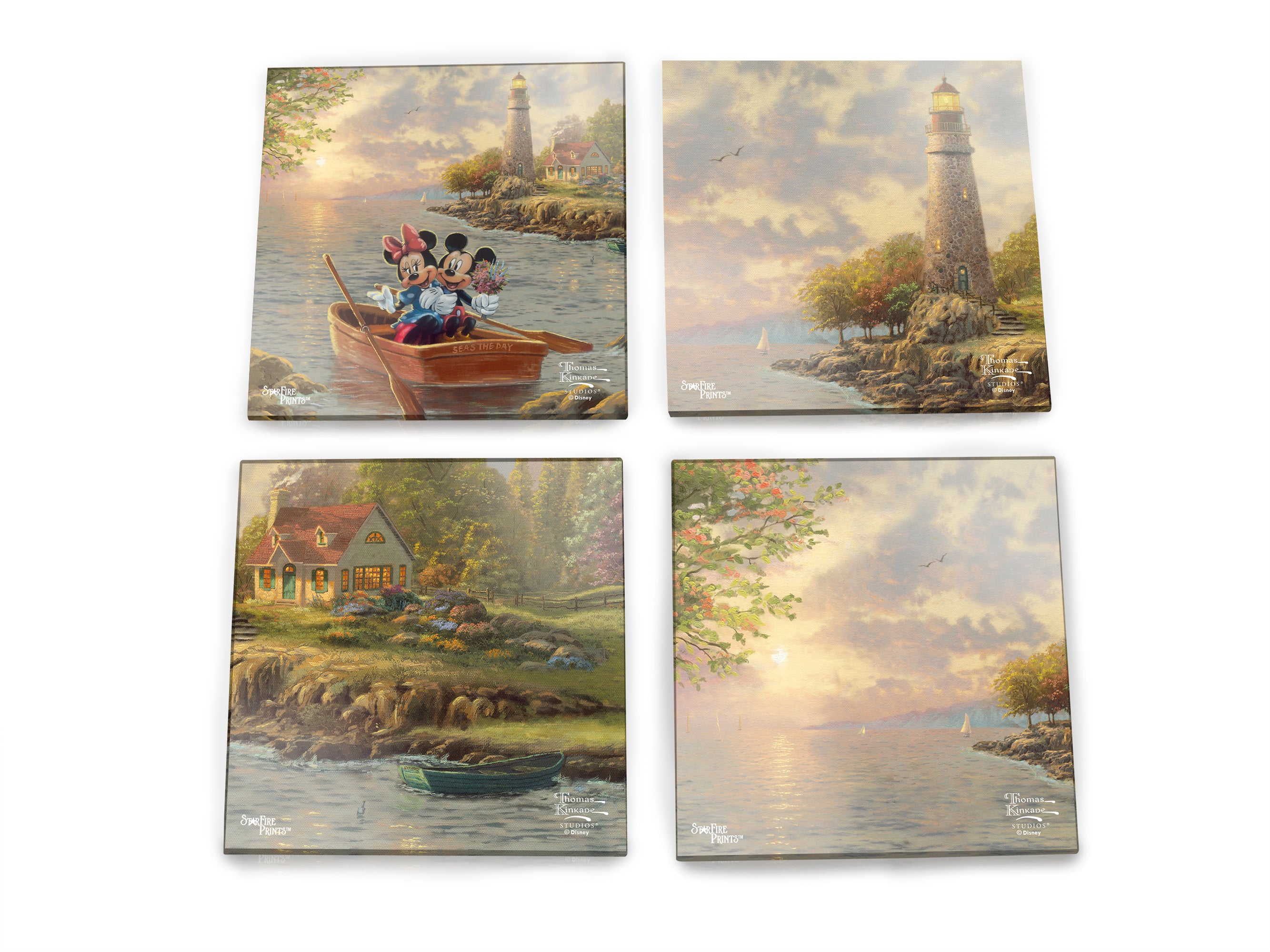 Disney (Mickey and Minnie Lighthouse Cove) StarFire Print Glass Coaster Set SPCSTR1097