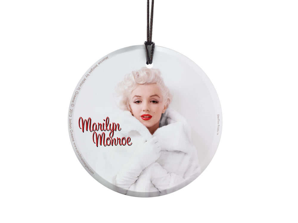 Marilyn Monroe (White Fur Coat) StarFire Prints™ Hanging Glass Print SPCIR417