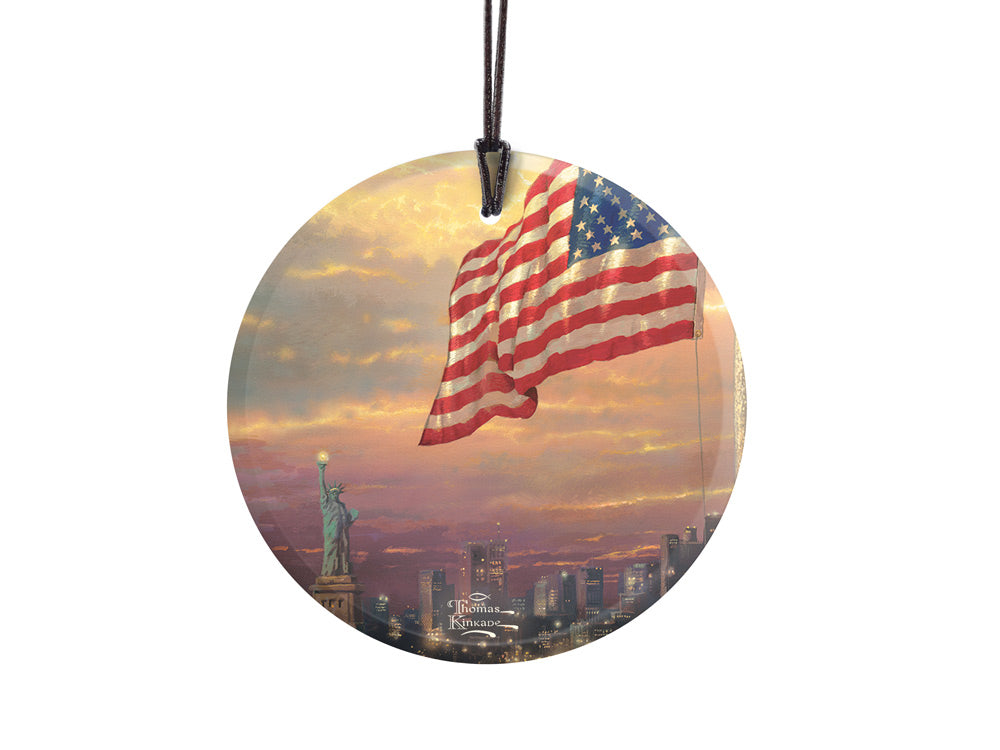 Thomas Kinkade (Light of Freedom with Statue of Liberty) StarFire Prints™ Hanging Glass Print SPCIR456