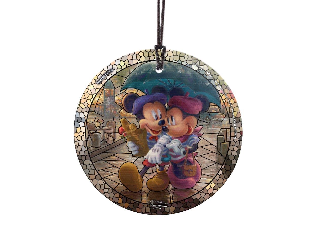 Disney (Mickey and Minnie in Paris - Stained Glass) StarFire Prints™ Hanging Glass Print SPCIR842