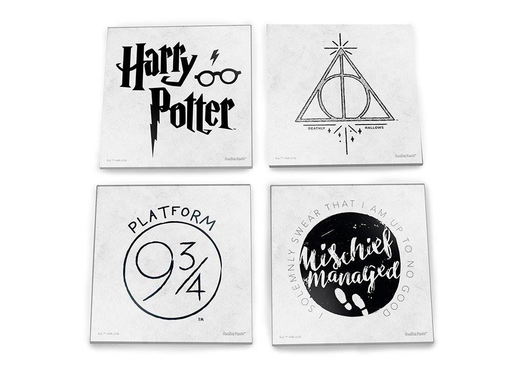 Harry Potter (Minimalistic Symbols) StarFire Prints™ Glass Coaster Set of Four SPCSTR1017