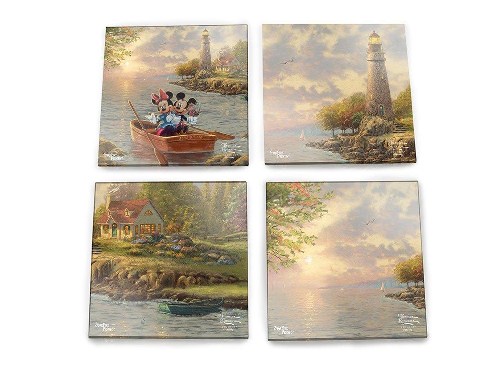 Disney (Mickey and Minnie Mouse Lighthouse Cove) StarFire Prints™ Glass Coaster Set of Four SPCSTR1097