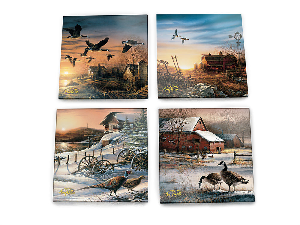 Wild Wings (Sunsets and Birds) StarFire Prints™ Glass Coaster Set of Four SPCSTR1303