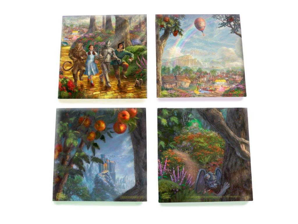 The Wizard of Oz (Follow the Yellow Brick Road - Thomas Kinkade Studios) StarFire Prints™ Glass Coaster Set of Four SPCSTR385