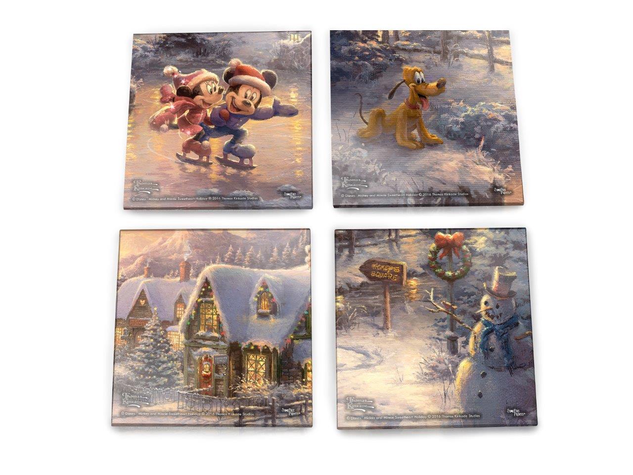 Disney (Mickey and Minnie Mouse Sweetheart Holiday) StarFire Prints™ Glass Coaster Set of Four SPCSTR694