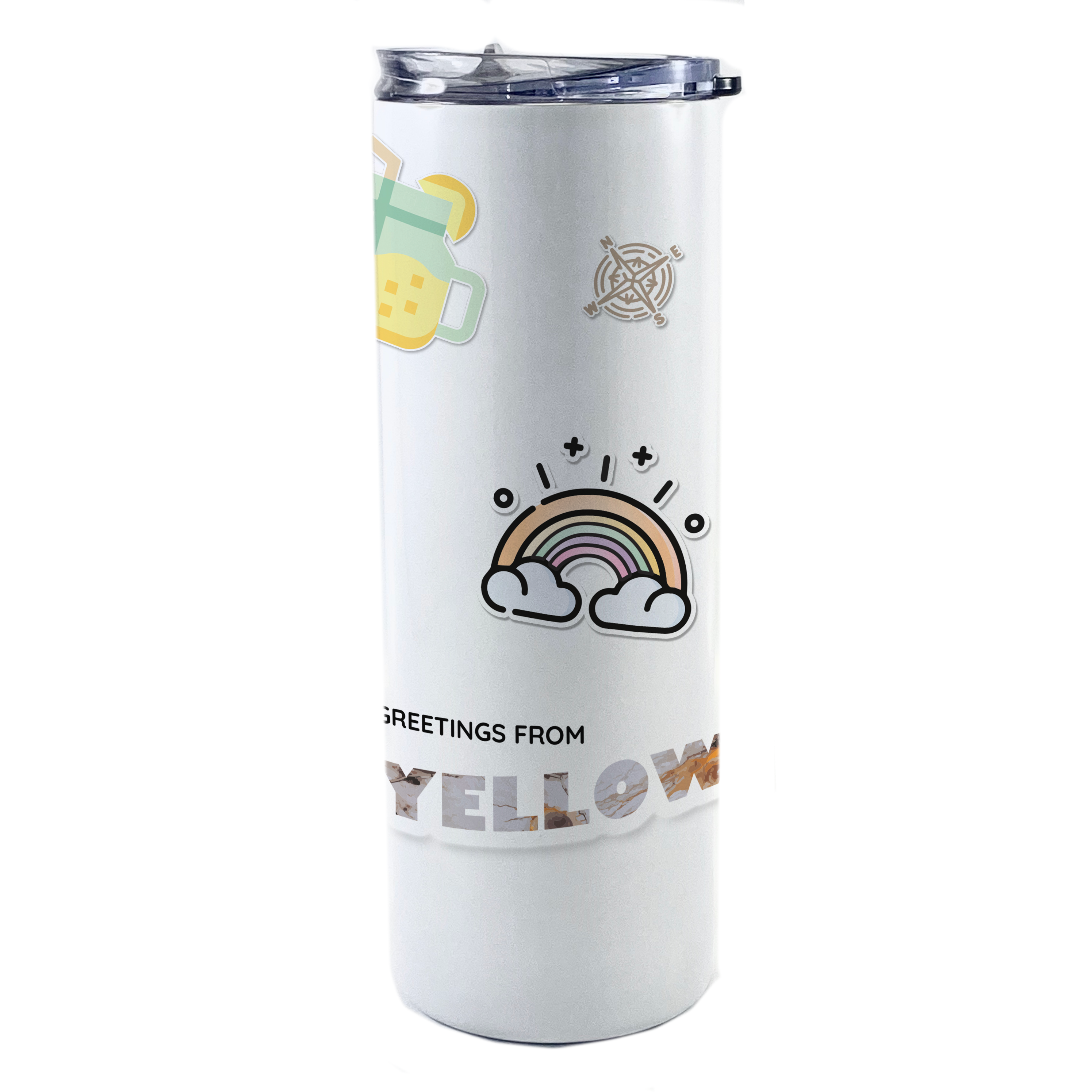 Vacation Collection (National Park - Yellowstone) 20 Oz Stainless Steel White Travel Tumbler with Straw SSTUMW0107