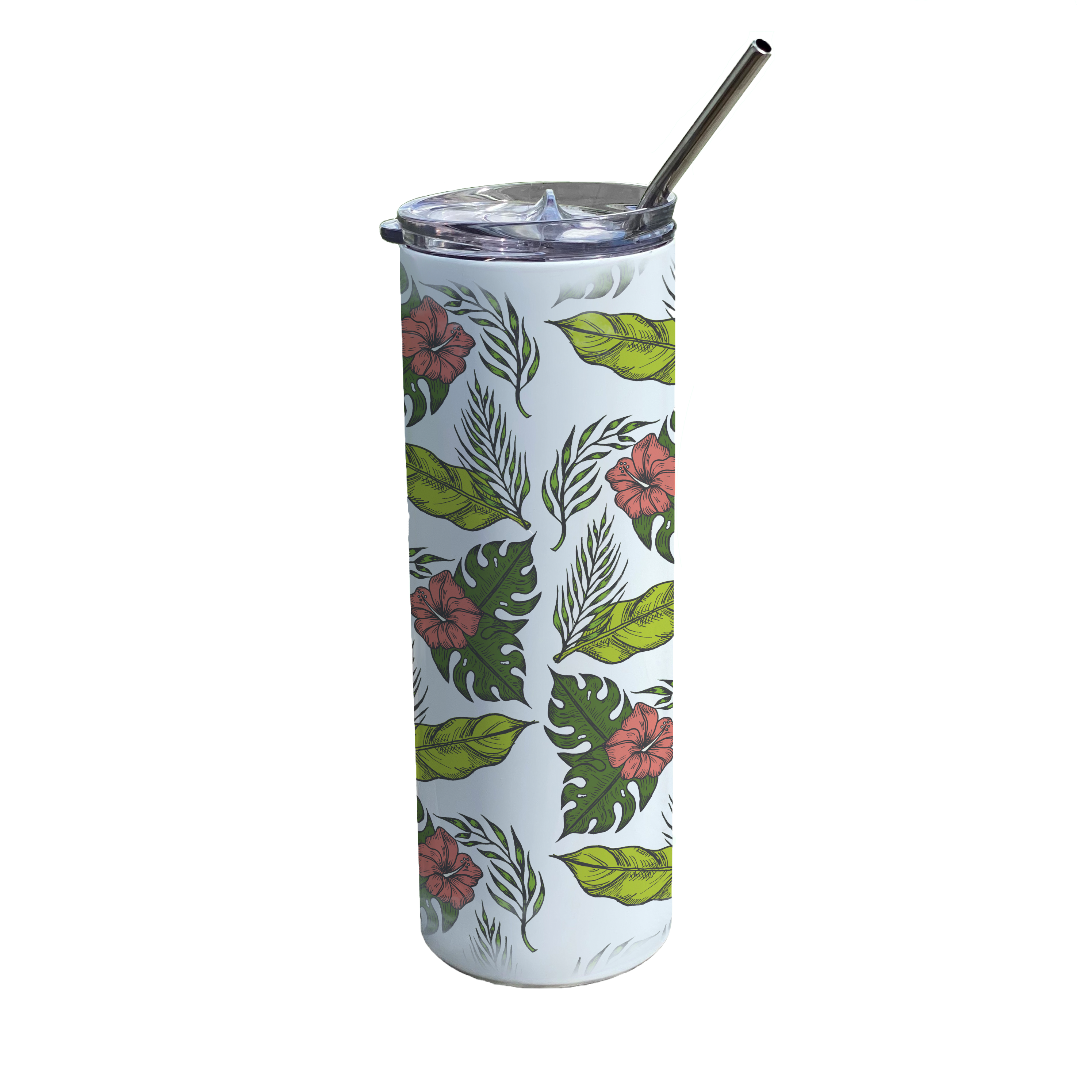 Vacation Collection (Hawaiian Hibiscus 2) 20 Oz Stainless Steel Travel Tumbler with Straw SSTUMW0033