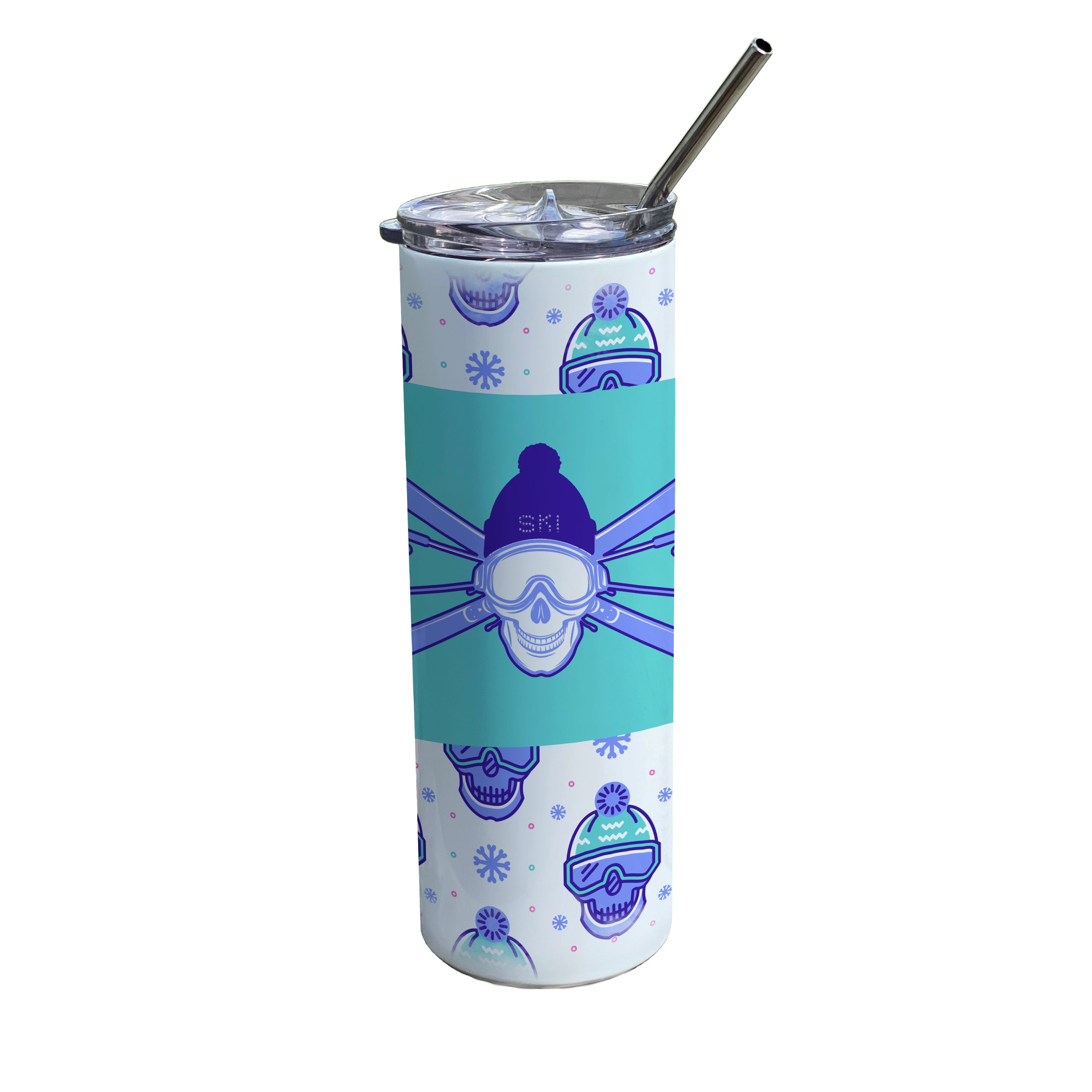Sports Collection (Ski Skulls) 20oz Stainless Steel Tumbler with Straw