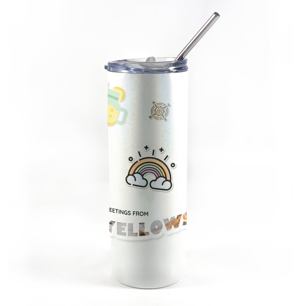 Trend Setters Original (Yellowstone) 20 Oz Stainless Steel Iridescent Travel Tumbler with Straw
