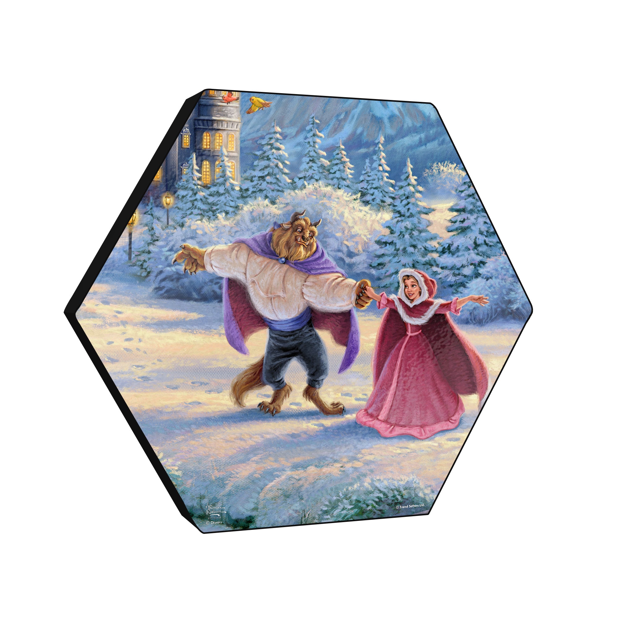 Disney (Beauty and the Beasts Winter Enchantment - Belle and Beast) KNEXAGON® Wood Print WPHEX0173