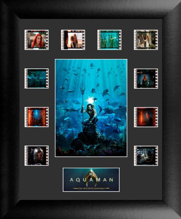 Aquaman (Jason Momoa and Sharks) Mini Montage Framed FilmCells PresentationUSFC6389