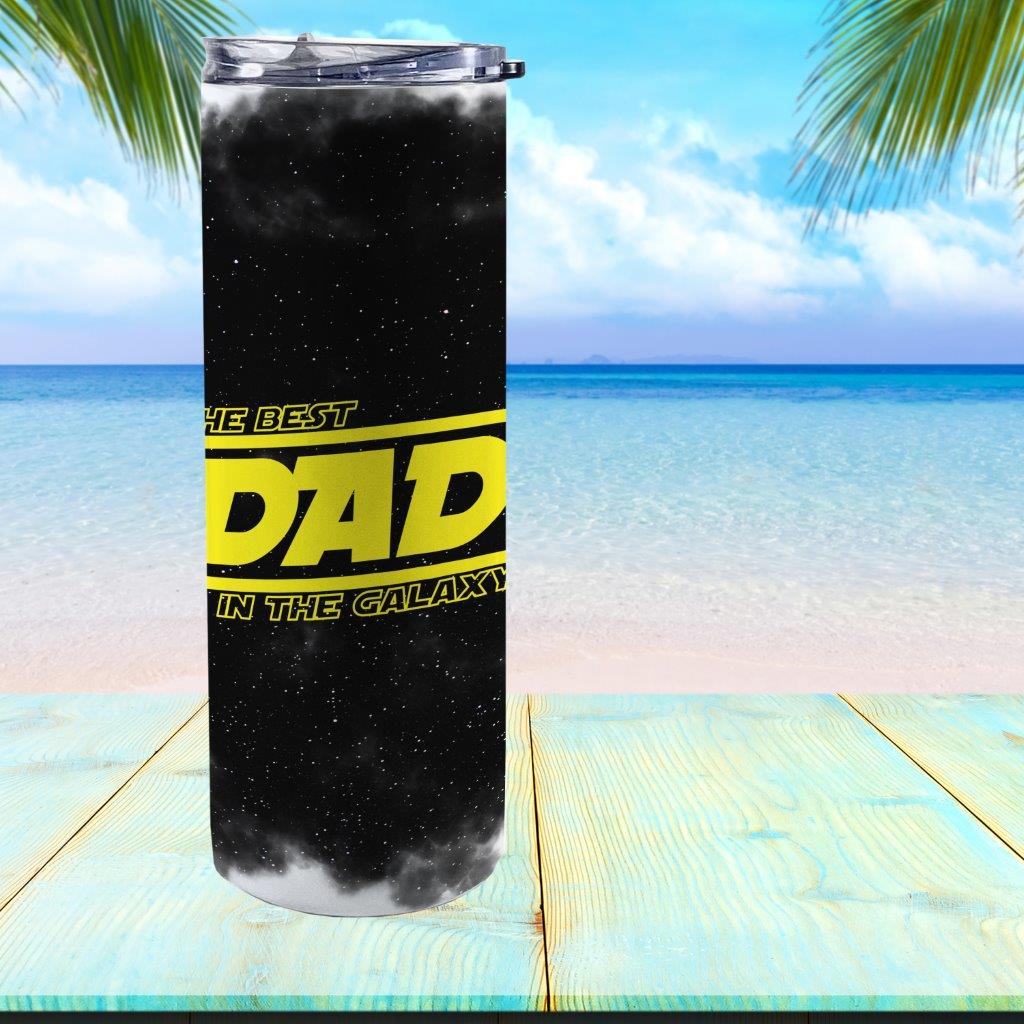 Trend Setters Originals (Galaxy Dad) 20 oz Stainless Steel Travel Tumbler (White Sparkle) with Straw SSTUMW0133