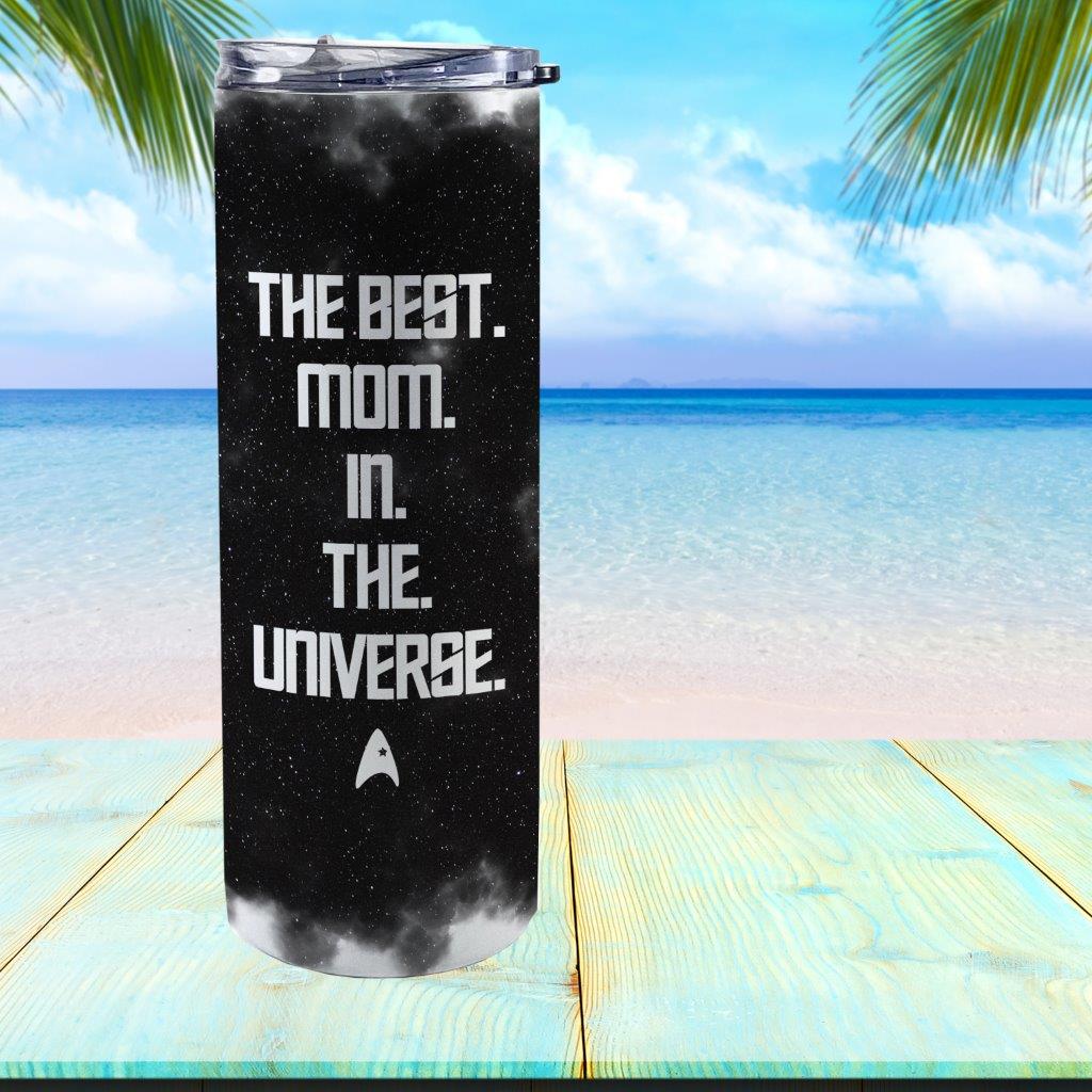 Trend Setters Originals (Trekkie Mom) 20 oz Stainless Steel Travel Tumbler (White Sparkle) with Straw SSTUMWHIS0136