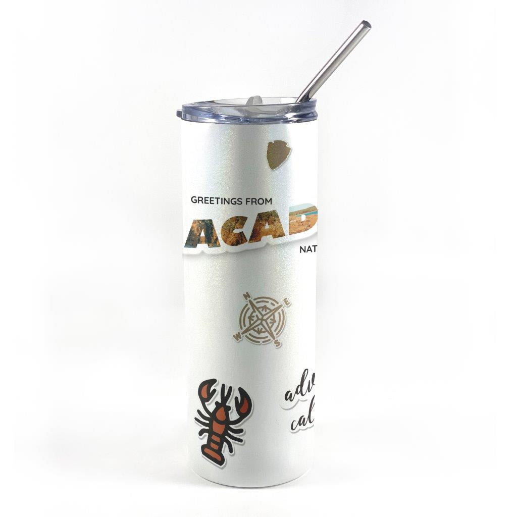 Trend Setters Original (Acadia) 20 Oz Stainless Steel Iridescent Travel Tumbler with Straw