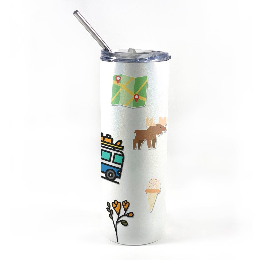 Trend Setters Original (Acadia) 20 Oz Stainless Steel Iridescent Travel Tumbler with Straw