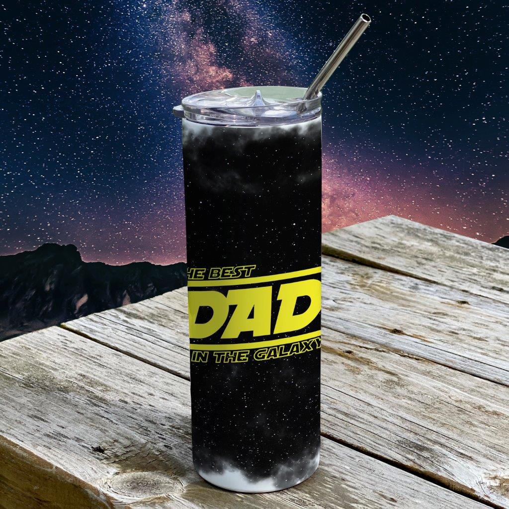 Trend Setters Originals (Galaxy Dad) 20 oz Stainless Steel Travel Tumbler (White Sparkle) with Straw SSTUMW0133