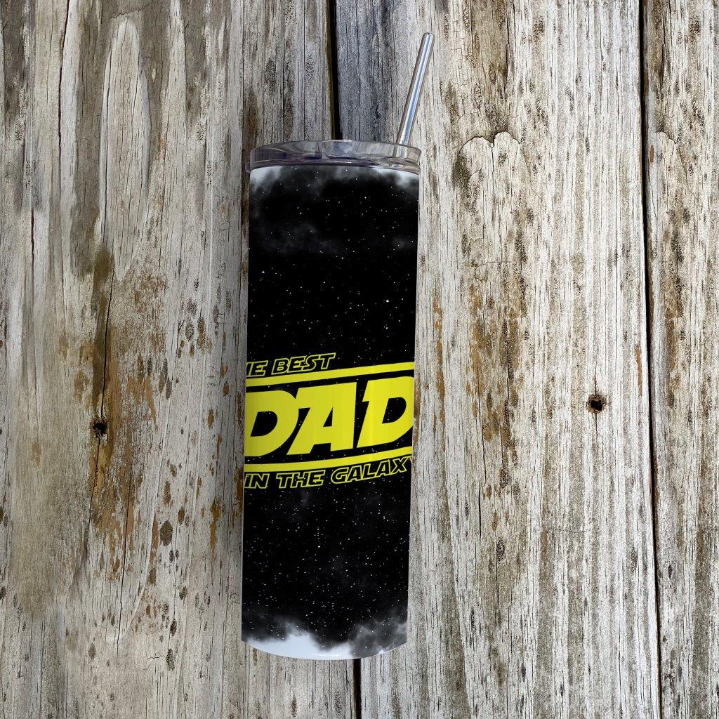 Trend Setters Originals (Galaxy Dad) 20 oz Stainless Steel Travel Tumbler (White Sparkle) with Straw SSTUMW0133