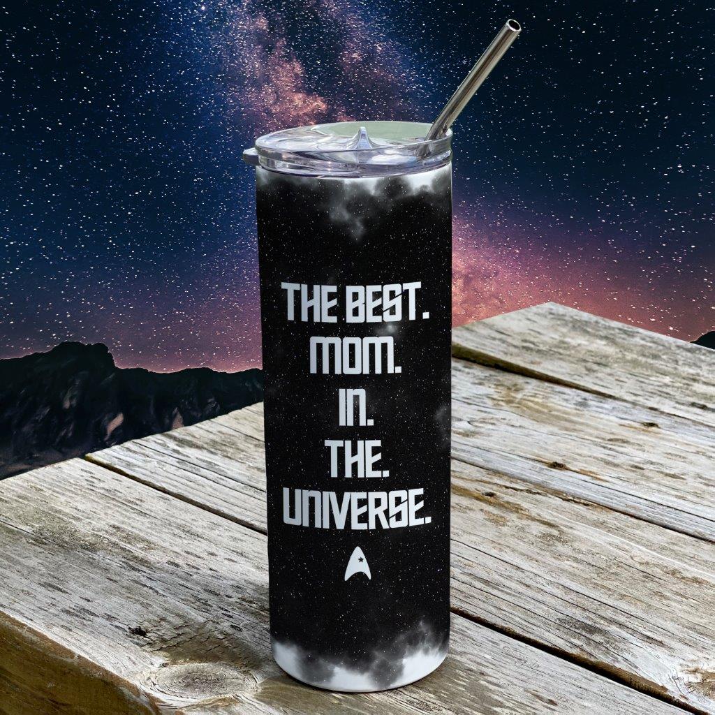 Trend Setters Originals (Trekkie Mom) 20 oz Stainless Steel Travel Tumbler (White Sparkle) with Straw SSTUMWHIS0136