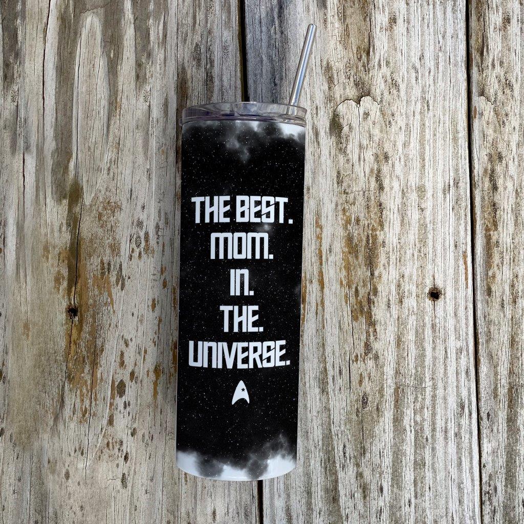 Trend Setters Originals (Trekkie Mom) 20 oz Stainless Steel Travel Tumbler (White Sparkle) with Straw SSTUMWHIS0136