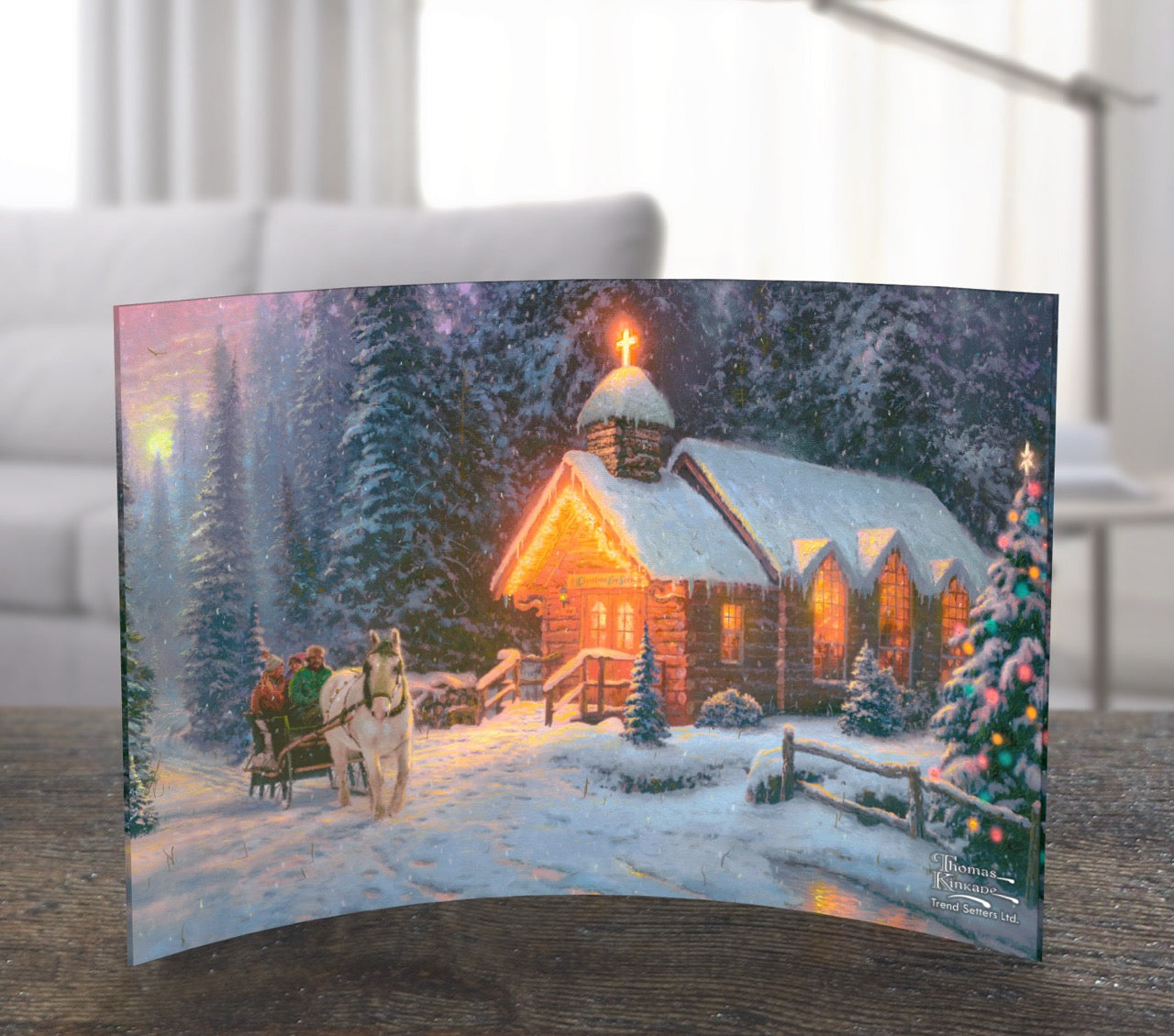 Thomas Kinkade (Christmas Chapel) 7" x 5" Curved Acrylic Print ACP0705CUR228