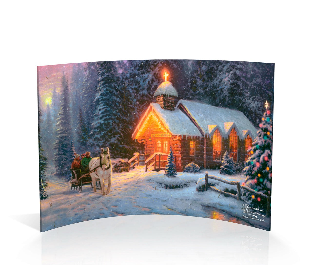 Thomas Kinkade (Christmas Chapel) 7" x 5" Curved Acrylic Print ACP0705CUR228