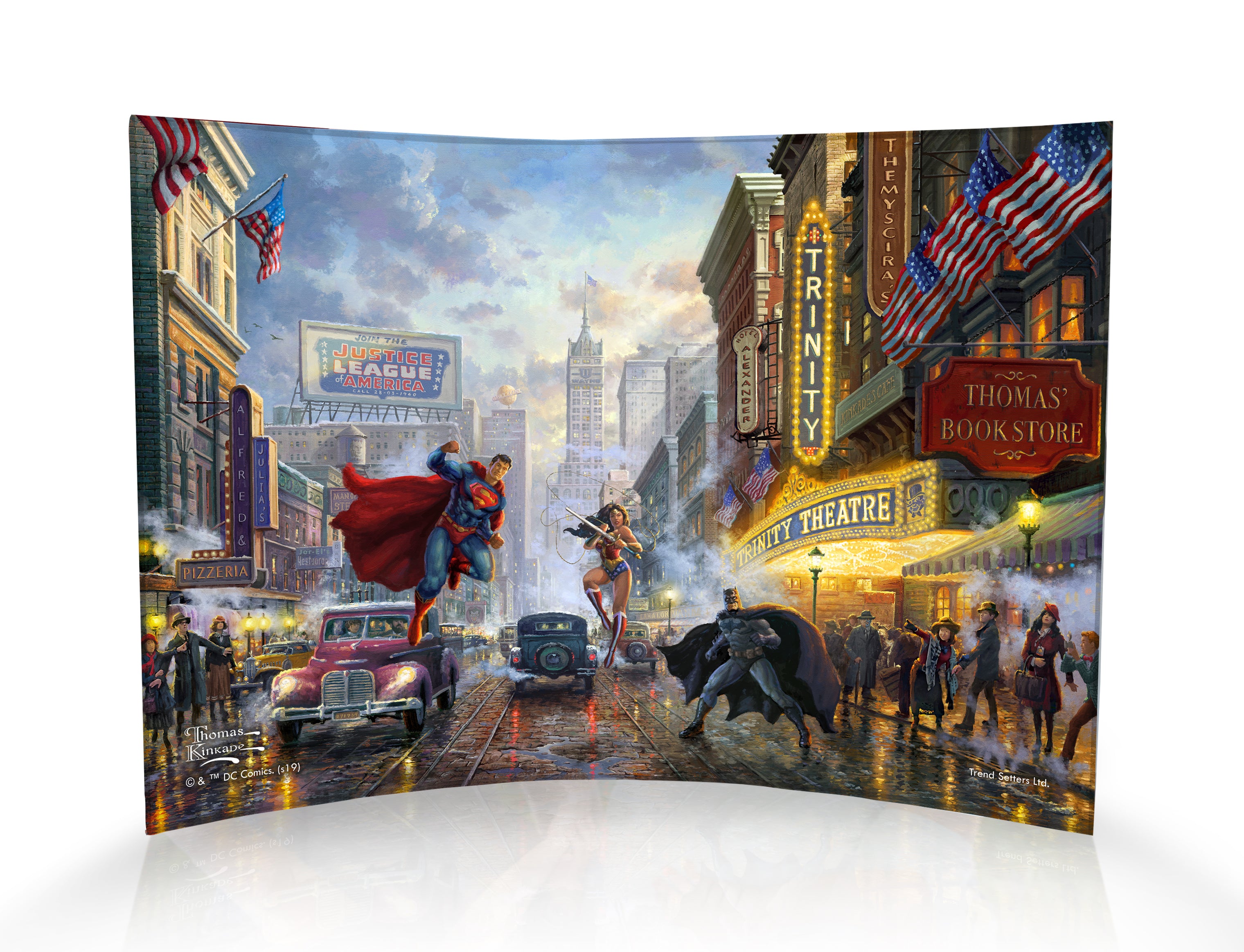 DC Comics (Batman, Superman and Wonder Woman) 10 x 7 Curved Acrylic Print  Thomas Kinkade Studios Art ACP1007CUR367