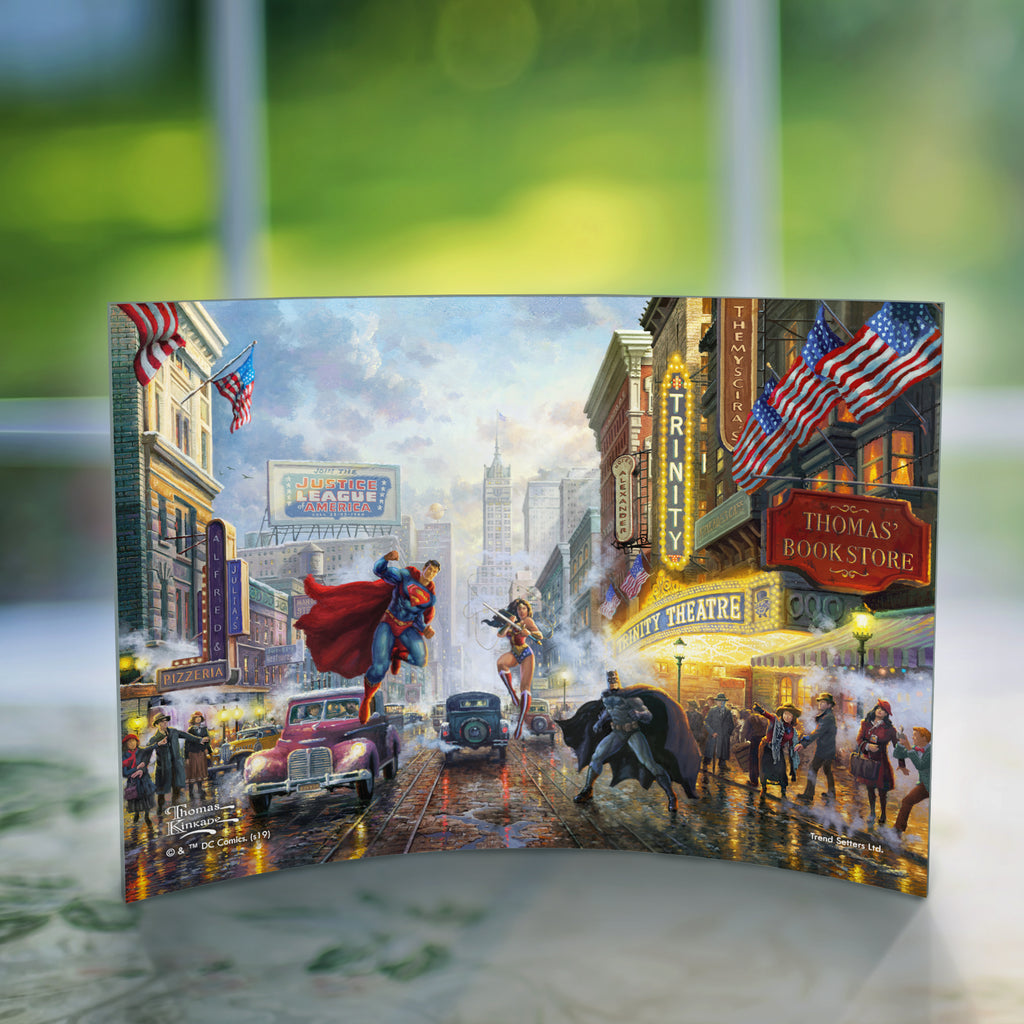 DC Comics (Batman, Superman and Wonder Woman) 10 x 7 Curved Acrylic Print  Thomas Kinkade Studios Art ACP1007CUR367