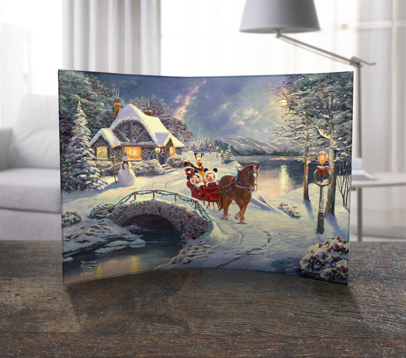 Disney (Mickey and Minnie Evening Sleigh Ride) 10" x 7" Curved Acrylic Print ACP1007CUR639