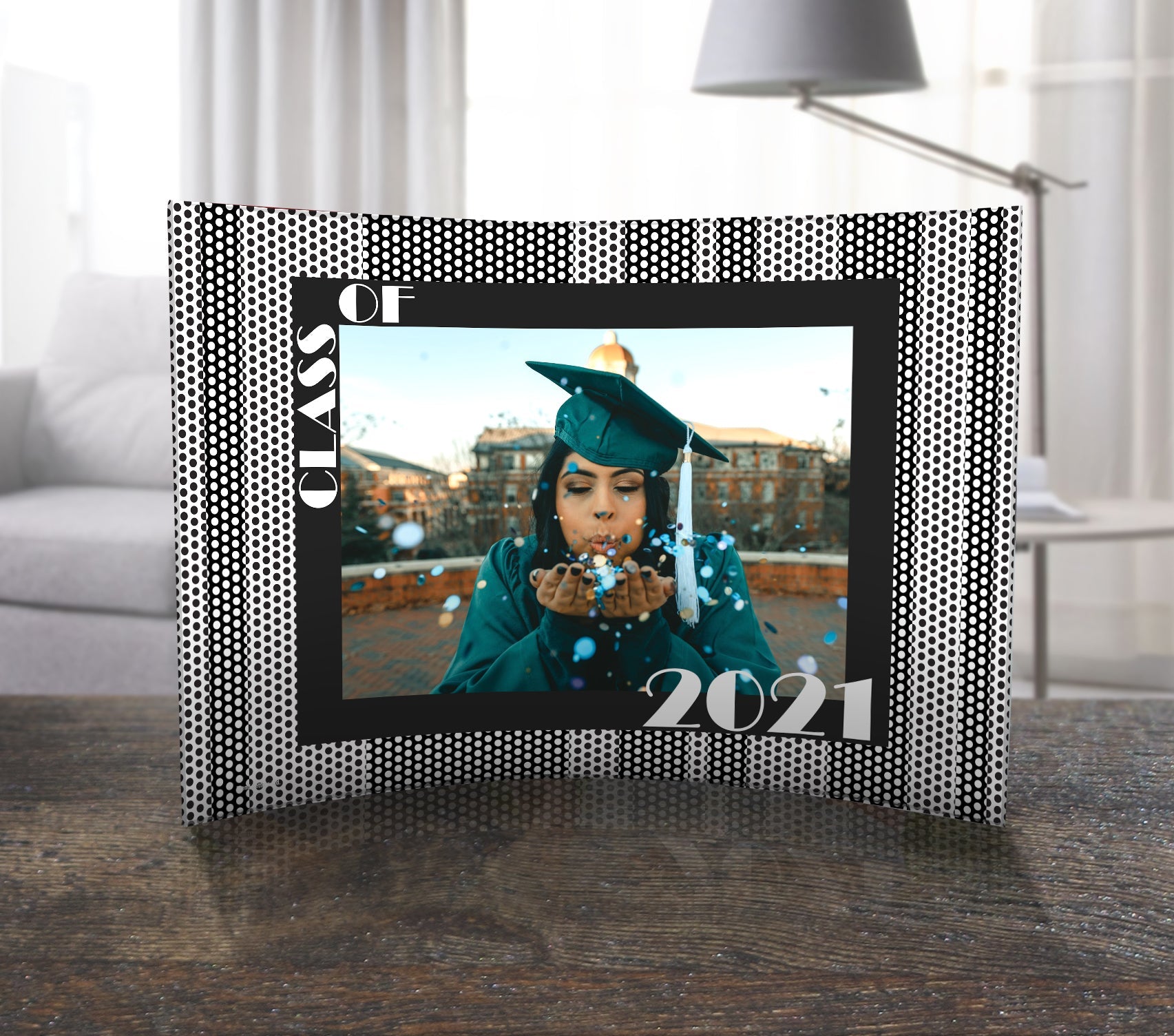 Graduation Collection (Graduation Dots - Personalized)  10" x 7" Curved Acrylic Print