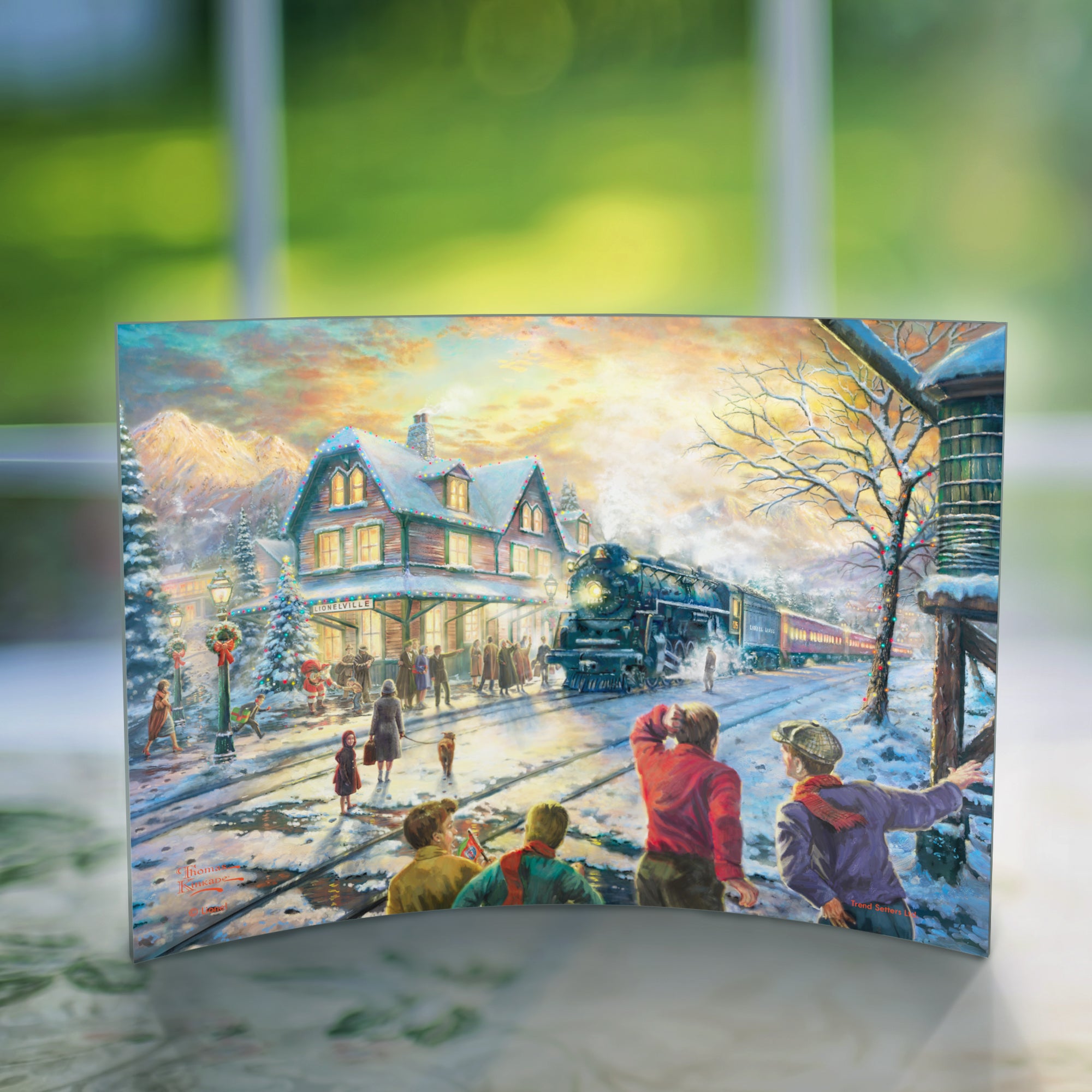 Thomas Kinkade Studios (Lionel Train - All Aboard for Christmas) 10" x 7" Curved Acrylic Print ACP1007CUR686