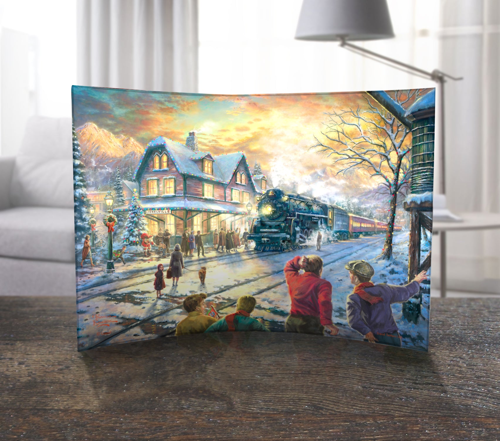 Thomas Kinkade Studios (Lionel Train - All Aboard for Christmas) 10" x 7" Curved Acrylic Print ACP1007CUR686