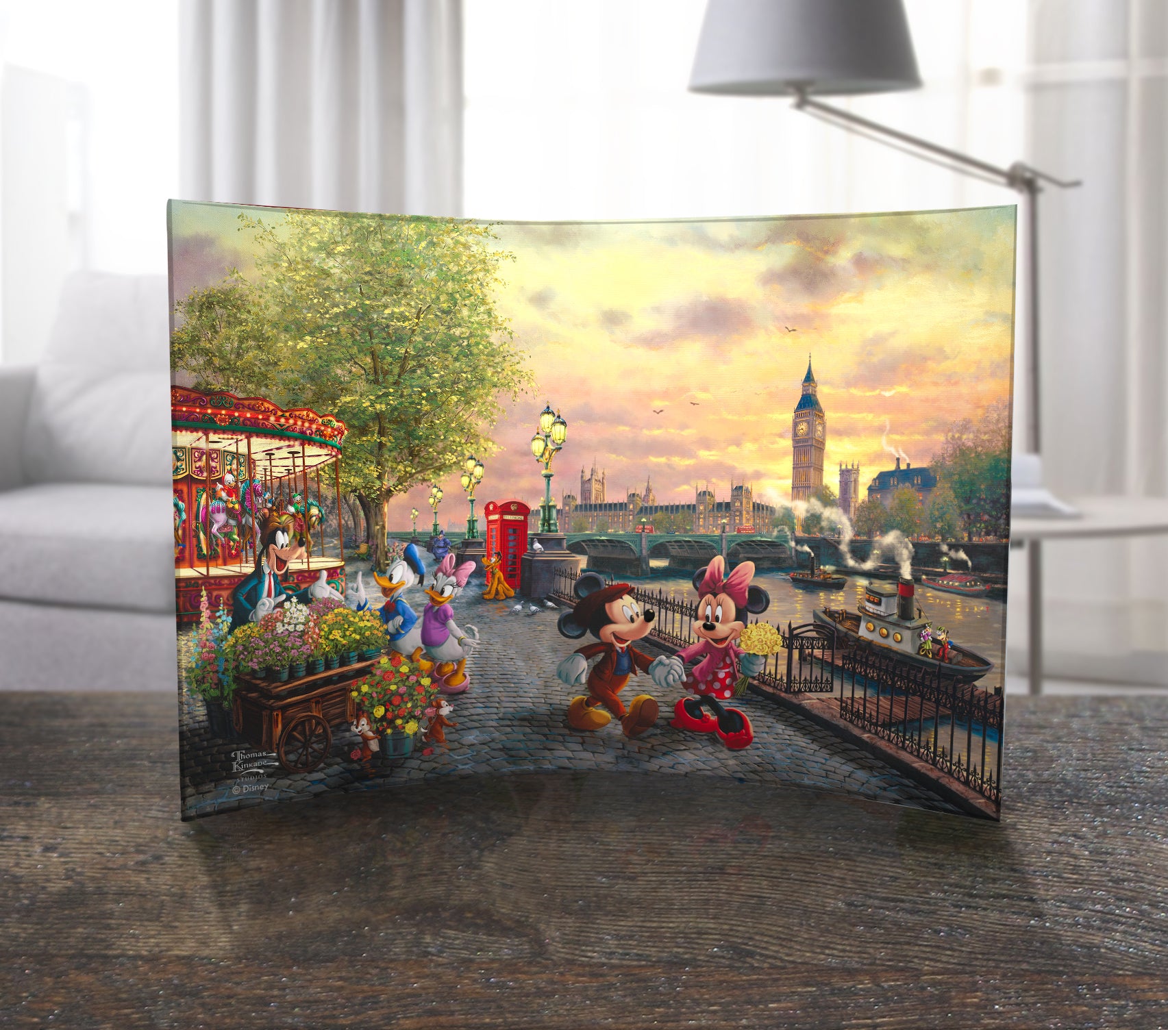 Disney (Mickey and Minnie Mouse in London) 10" x 7" Curved Acrylic Print ACP1007CUR784