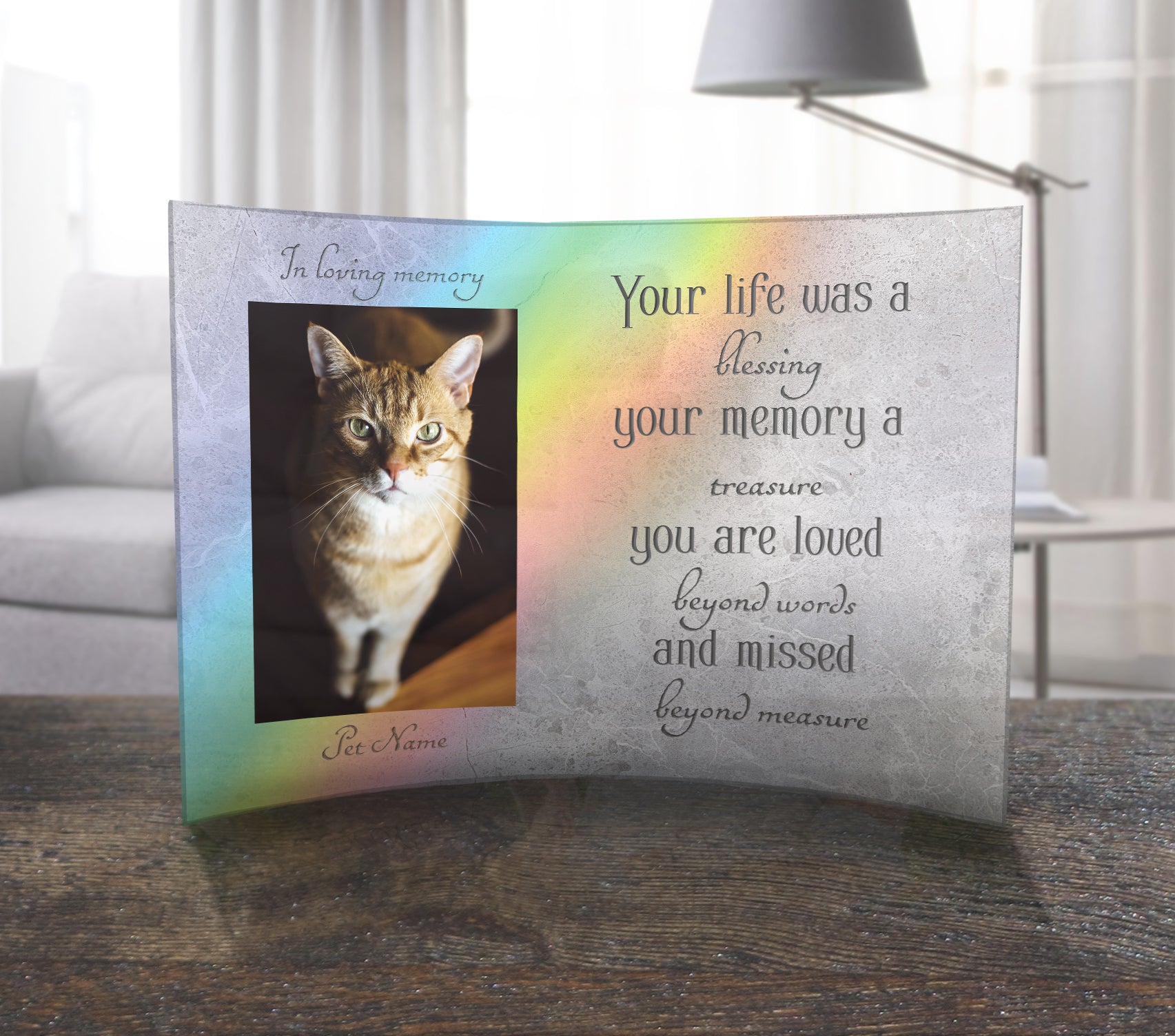 Memorial Collection (Personalized Missed Beyond Measure) 10” x 7” Curved Acrylic Print