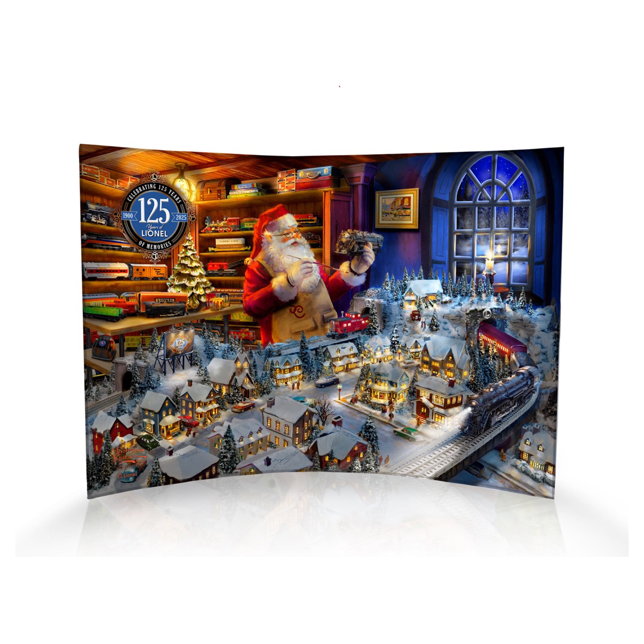 Thomas Kinkade (Lionel - Santa's Final Touch, A Lionel Legacy) 10" x 7" Curved Acrylic Print ACP1007CUR836