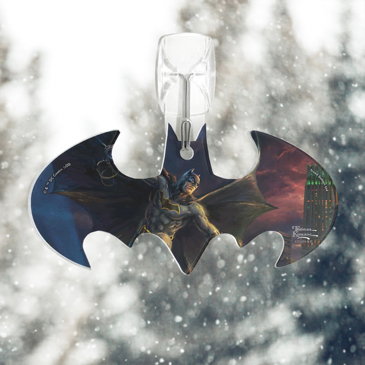 DC Comics (Batman: Showdown at Gotham City Pier - Thomas Kinkade Studios) Bat-Shaped Acrylic Print ACPBAT573