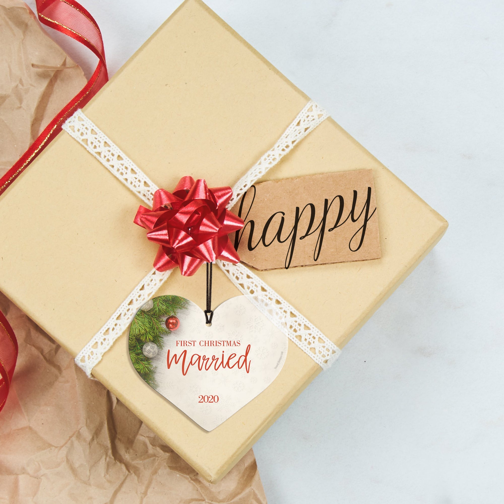 Christmas Collection (First Christmas Married - Personalized) Hanging Acrylic Print ACPHEART572