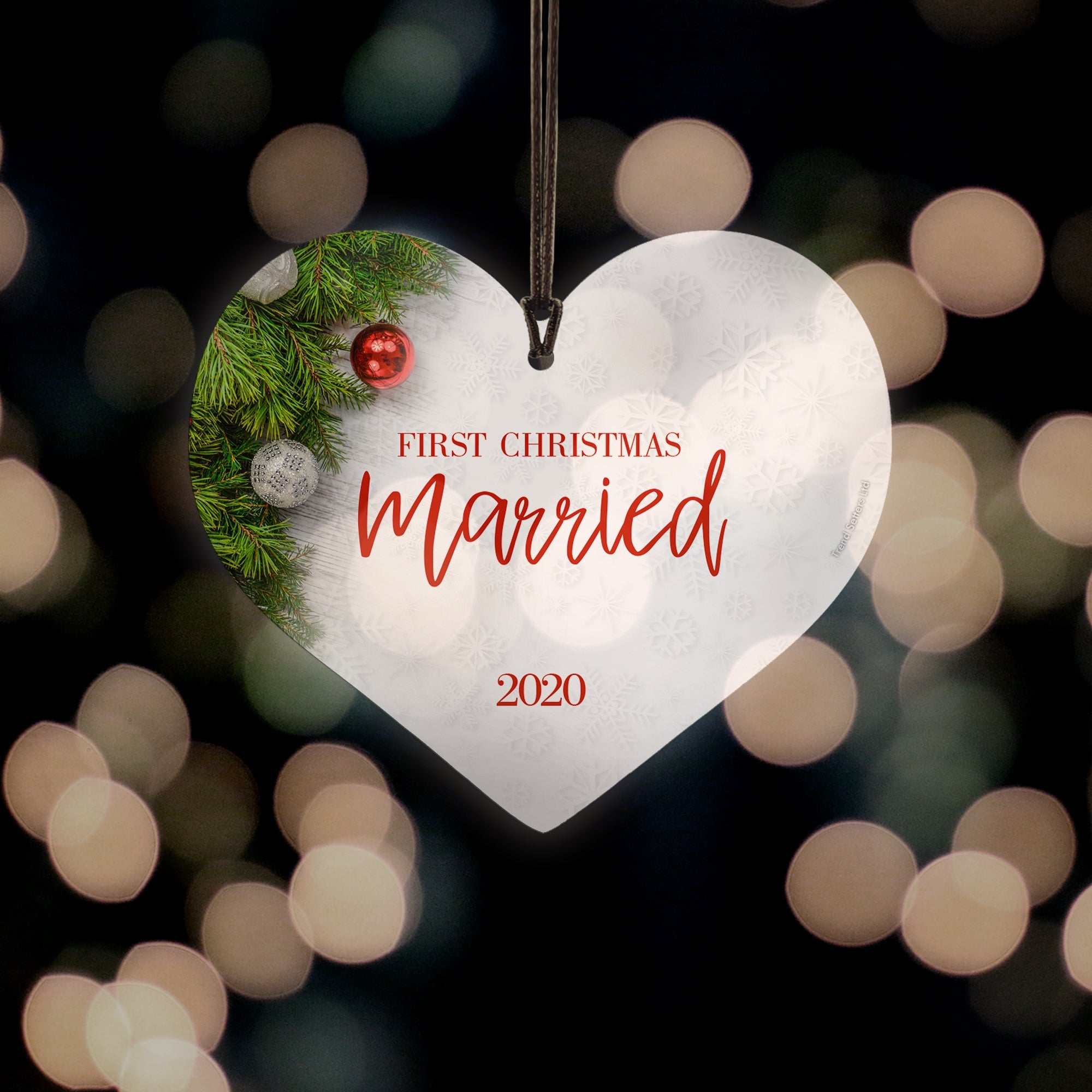 Christmas Collection (First Christmas Married - Personalized) Hanging Acrylic Print ACPHEART572