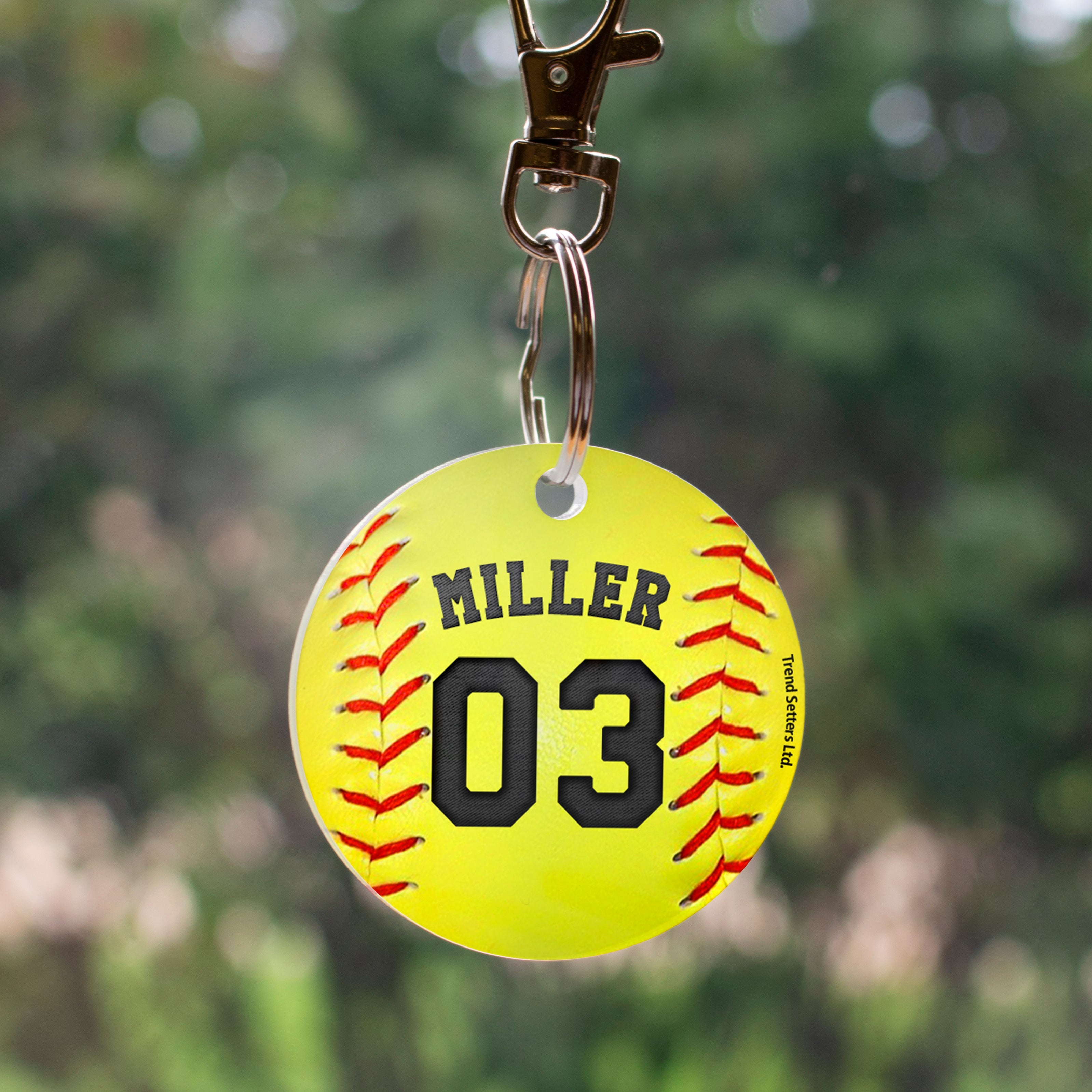 Sports Collection (Softball - Personalized) Circle Shaped Acrylic Keychain