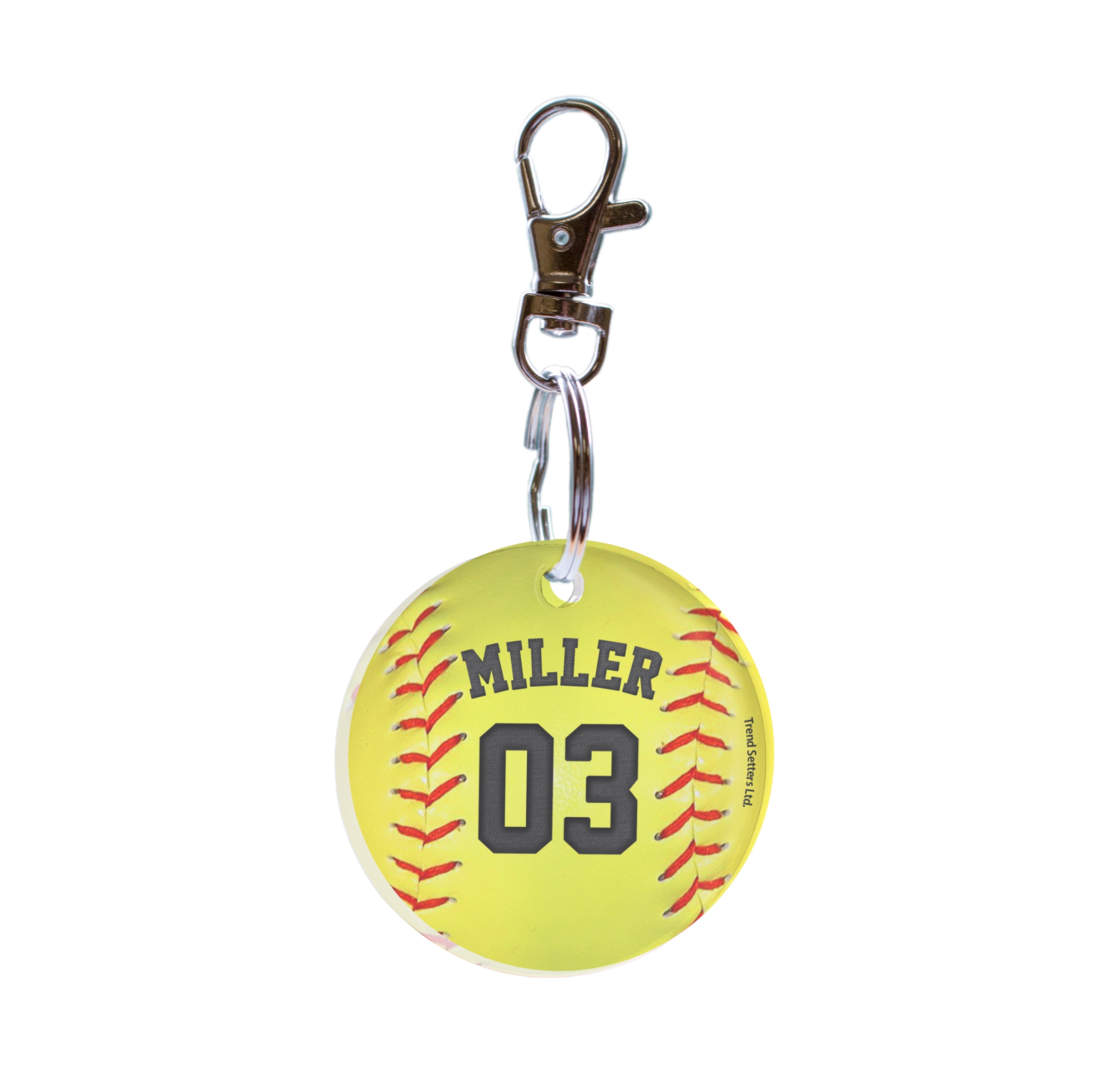 Sports Collection (Softball - Personalized) Circle Shaped Acrylic Keychain