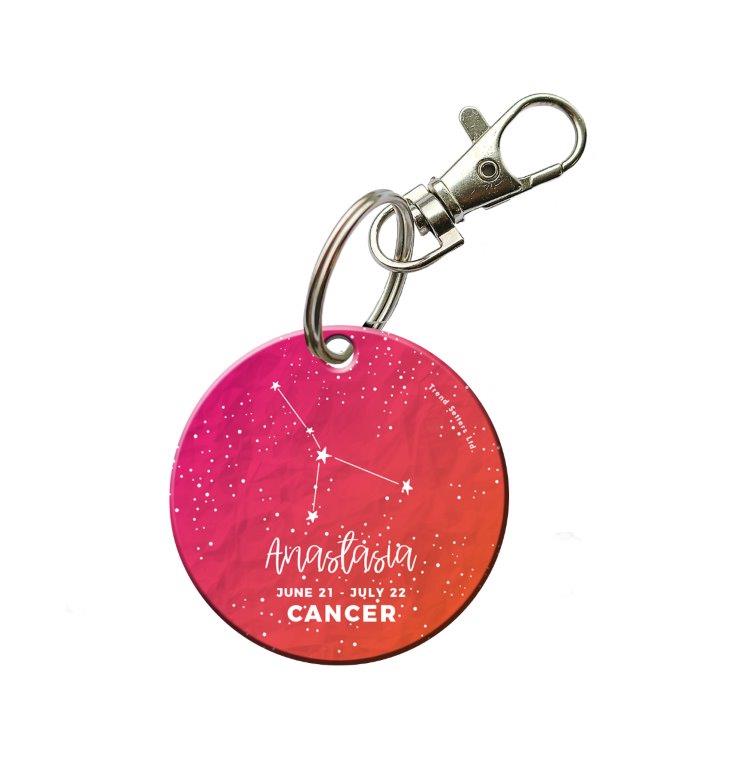 Zodiac Collection (Cancer - Personalized) Circle Shaped Acrylic Keychain