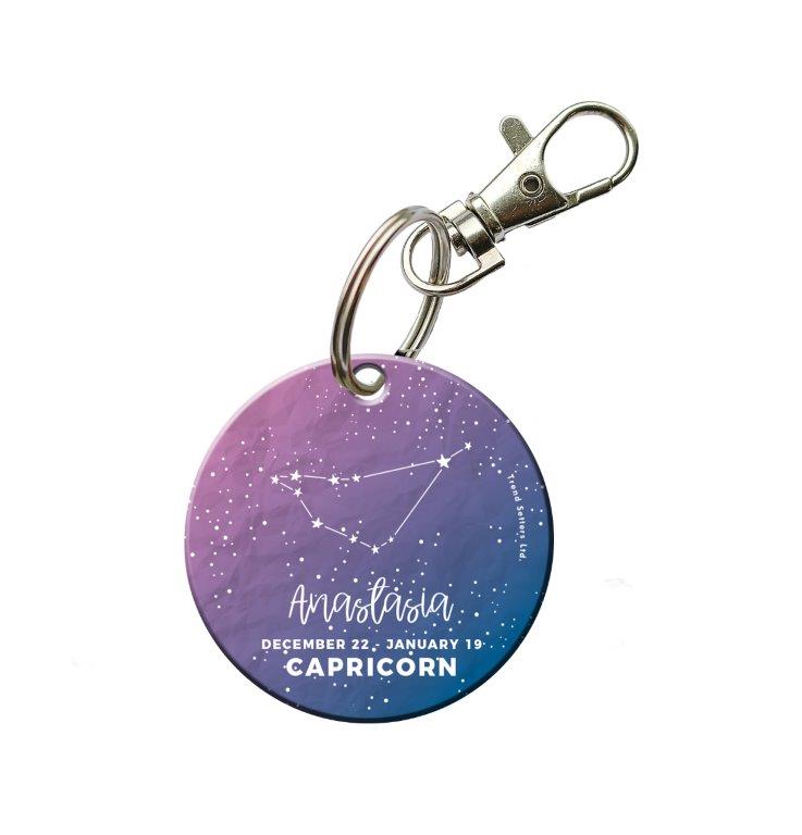Zodiac Collection (Capricorn - Personalized) Circle Shaped Acrylic Keychain