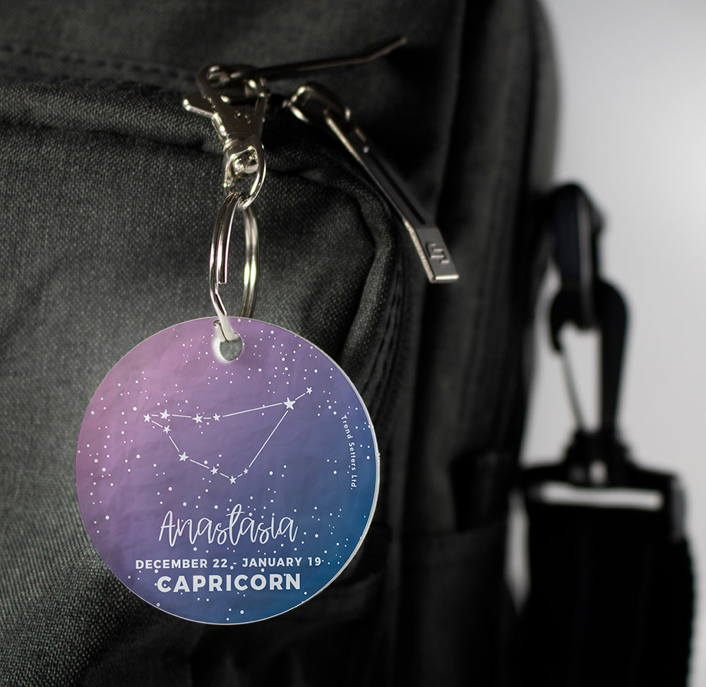 Zodiac Collection (Capricorn - Personalized) Circle Shaped Acrylic Keychain