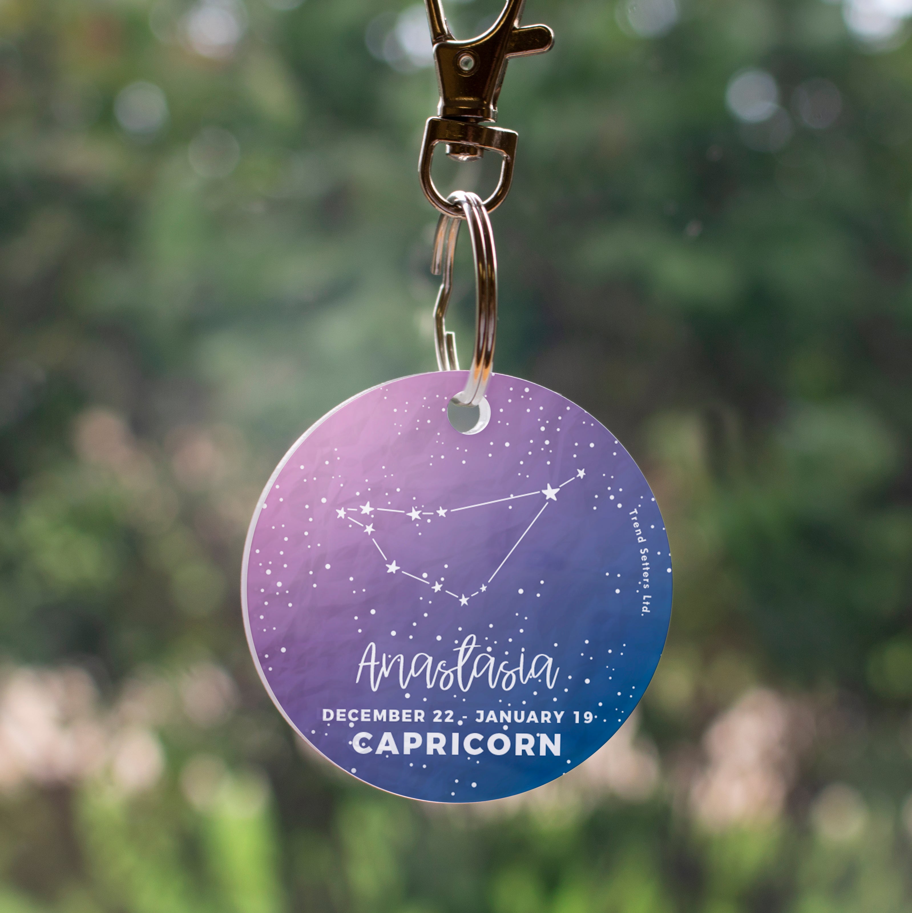 Zodiac Collection (Capricorn - Personalized) Circle Shaped Acrylic Keychain